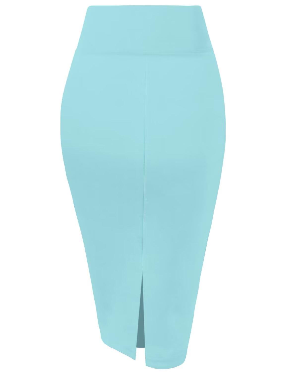 Women's Premium Ponte Stretch High-Waist Pencil Skirt – Below Knee