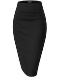 Women's Premium Ponte Stretch High-Waist Pencil Skirt – Below Knee