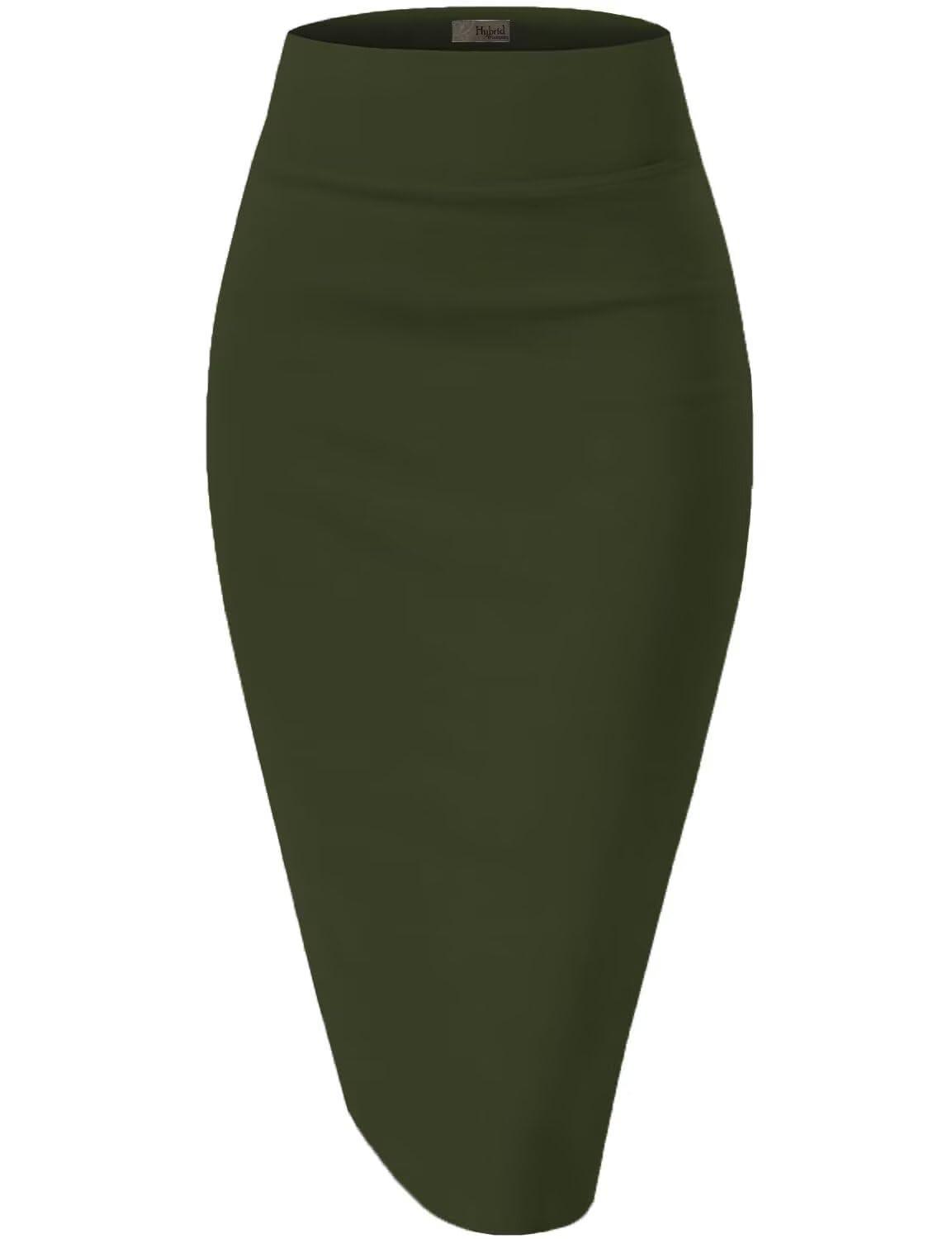 Women's Premium Ponte Stretch High-Waist Pencil Skirt – Below Knee