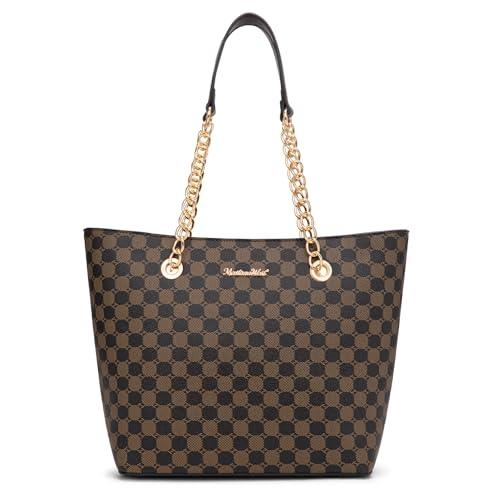 Montana West Chain Top-Handle Tote Bag Large Capacity Vegan Leather