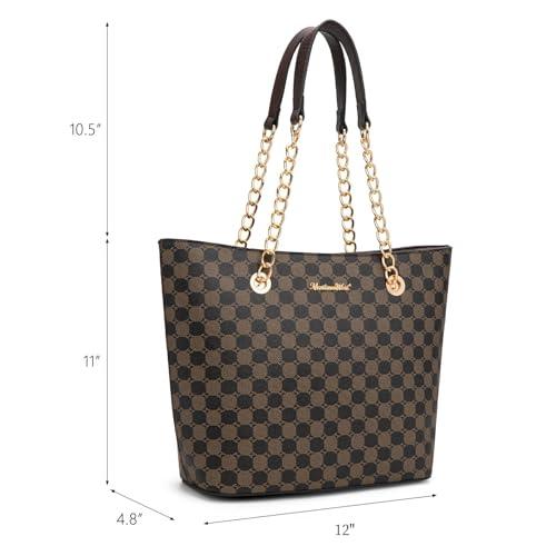 Montana West Chain Top-Handle Tote Bag Large Capacity Vegan Leather