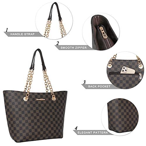 Montana West Chain Top-Handle Tote Bag Large Capacity Vegan Leather