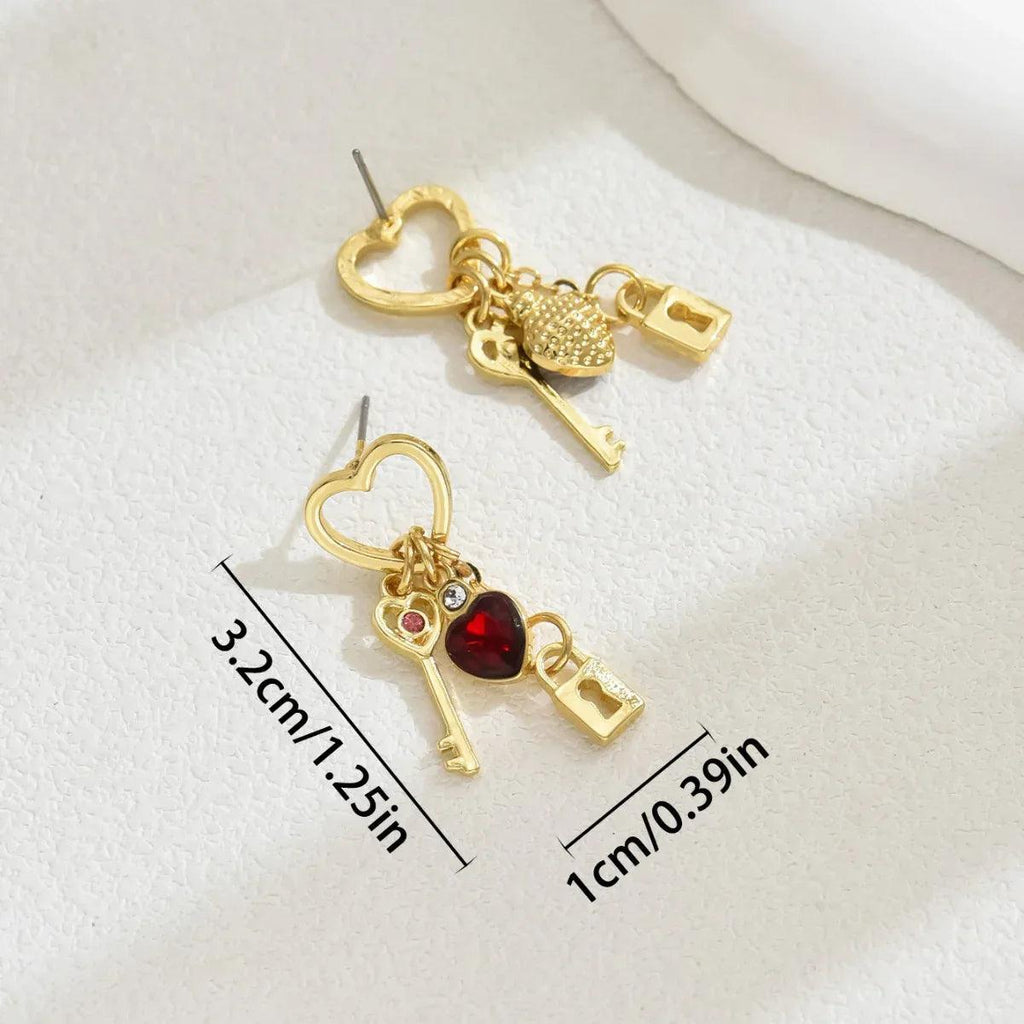 Valentine's Day Gift Luxury Love Earrings With Rhine Stone Lock Series Diamond Lock-shaped Special-interest Earrings For Women - Dazzling Beauty Solution