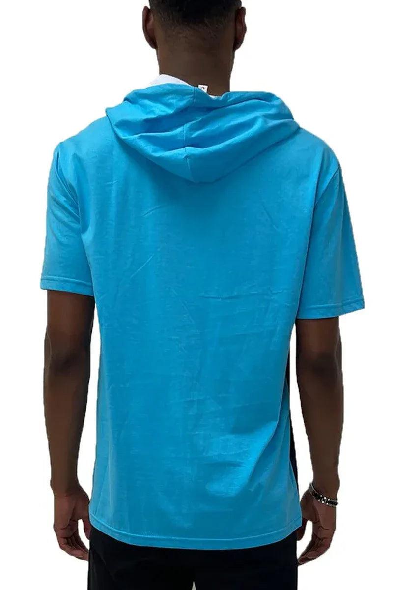 SOLID COLOR BLOCK SHORT SLEEVE HOODIE - Dazzling Beauty Solution