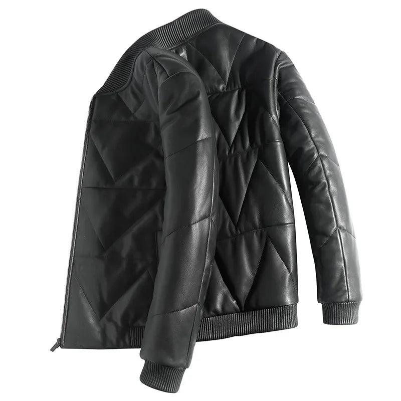 Men’s Premium Down Leather Jacket – Sheepskin & Fleece-Lined - Dazzling Beauty Solution