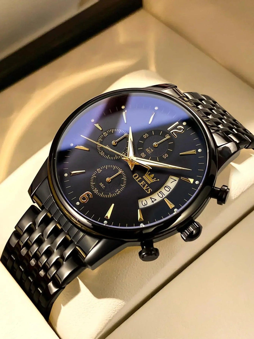 OLEVS Men’s Luxury Stainless Steel Chronograph Watch – Waterproof & Luminous - Dazzling Beauty Solution