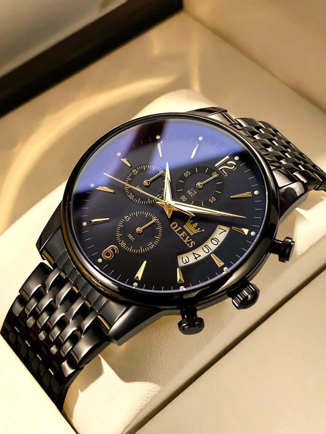 OLEVS Men’s Luxury Stainless Steel Chronograph Watch – Waterproof & Luminous - Dazzling Beauty Solution