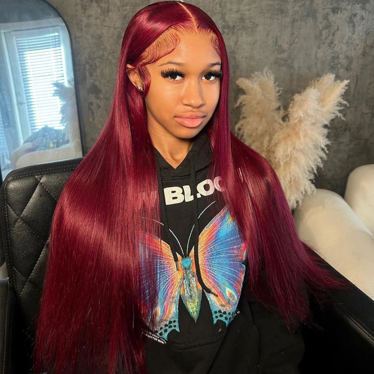 99J Burgundy Straight / Body Wave 4x4 Lace Closure Human Hair Wig