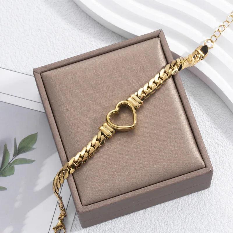 Fashion Simple Hollow Heart Titanium Steel Bracelet - Dazzling Beauty Solution