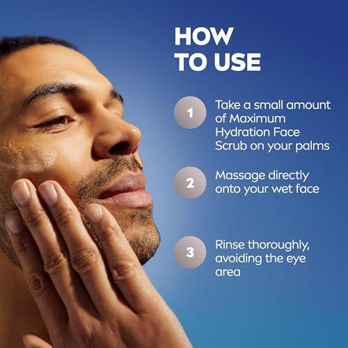 NIVEA MEN Maximum Hydration Face Scrub with Provitamin B5 and Aloe Vera, Exfoliating Face Wash Deeply Cleanses to Unclog Pores, 4.4 Oz Tube, Pack of 3