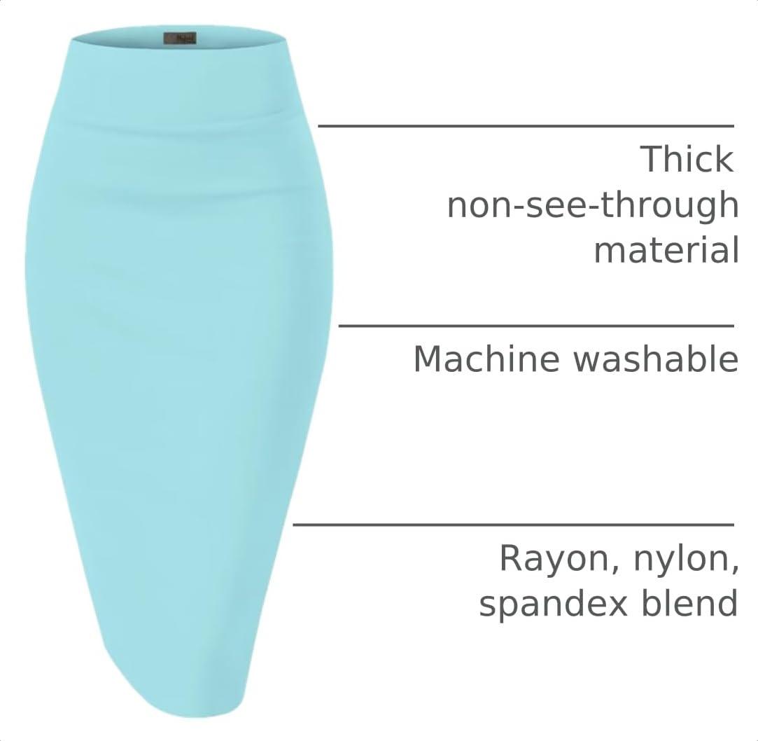Women's Premium Ponte Stretch High-Waist Pencil Skirt – Below Knee