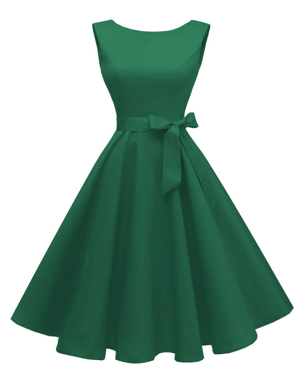 Women's Boatneck Sleeveless Swing Vintage 1950s Cocktail Dress