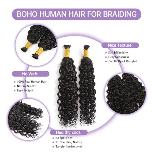 YWIGS 100% Human Braiding Hair 100g – Boho Knotless Braids, Deep Wave, Water Wave & More