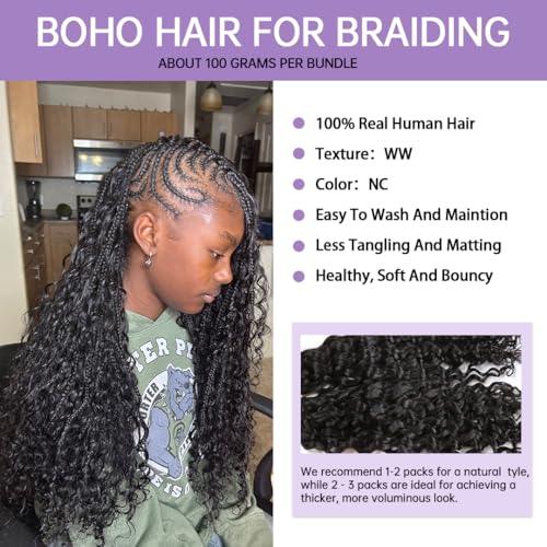YWIGS 100% Human Braiding Hair 100g – Boho Knotless Braids, Deep Wave, Water Wave & More