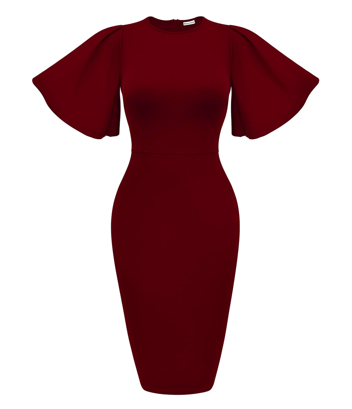 Women's Ruffle Sleeve Bodycon Midi Dress – Short Sleeve Pencil Dress