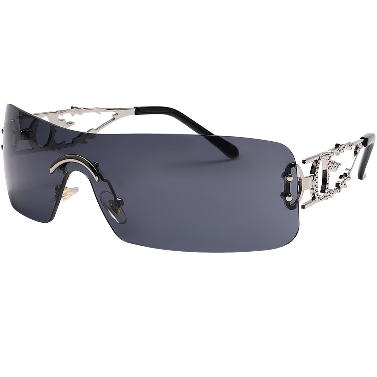 SENMARIES Rimless Y2k Sunglasses For Women Men Rectangle Vintage glasses Fashion Flame Metal Sunglass Frameless Retro Eyewear