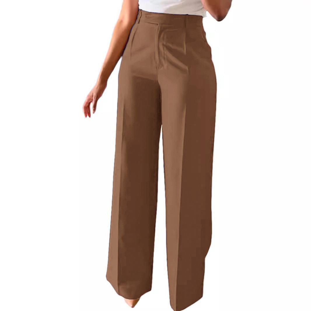 Women's High Waist Wide-Leg Pants - Straight Leg Trousers