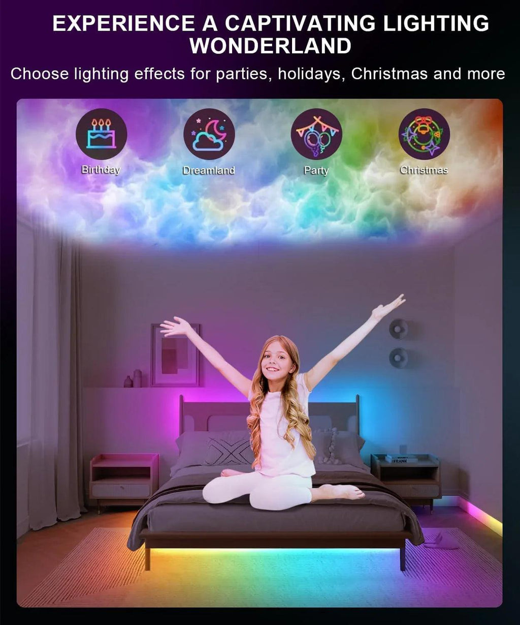 100ft RGB Music Sync LED Strip Lights with Remote & App Control - Dazzling Beauty Solution