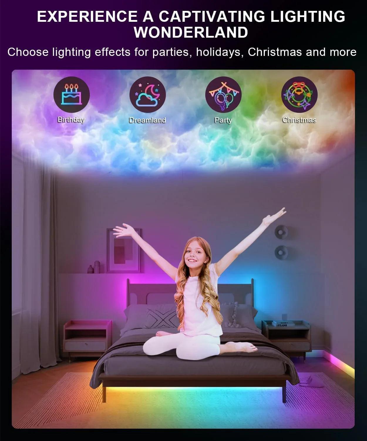 100ft RGB Music Sync LED Strip Lights with Remote & App Control - Dazzling Beauty Solution