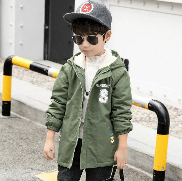 Kids Winter Windbreaker Jacket | Warm Velvet Coat for Boys - Dazzling Beauty Solution