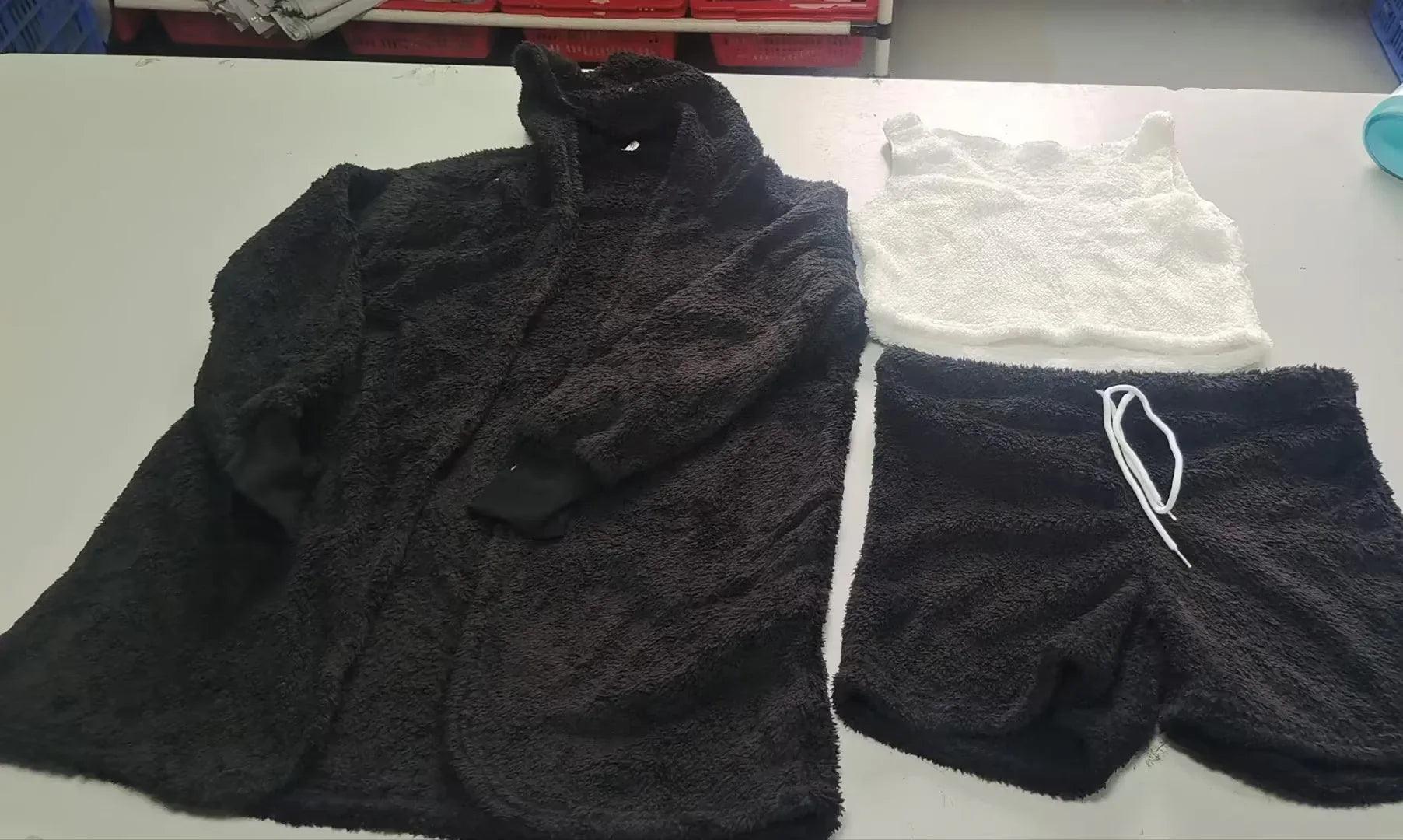 3pcs Women’s Pajama Set – Crop Top & Drawstring Shorts Loungewear - Dazzling Beauty Solution