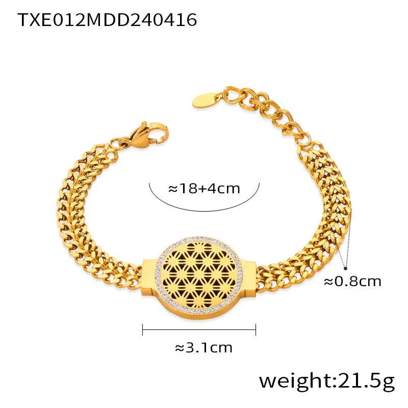 Hexagon & Circle Titanium Steel Necklace – Electroplated Minimalist Jewelry for Daily Wear - Dazzling Beauty Solution