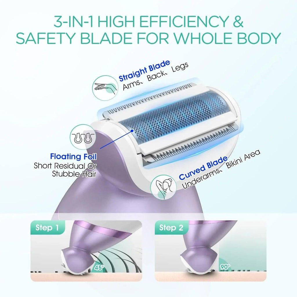 4-in-1 Rechargeable Women’s Electric Razor & Bikini Trimmer – Purple - Dazzling Beauty Solution