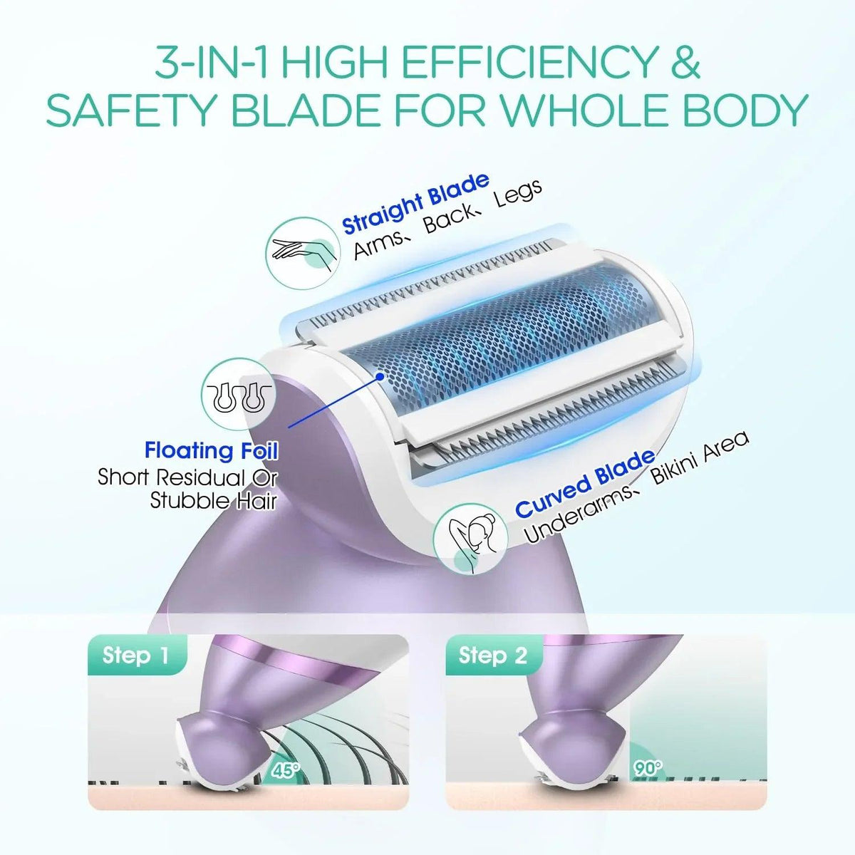 4-in-1 Rechargeable Women’s Electric Razor & Bikini Trimmer – Purple - Dazzling Beauty Solution
