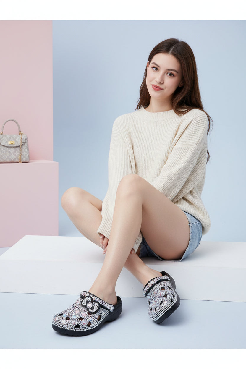 Platform Rhinestone Hole Shoes Casual Sandals - Dazzling Beauty Solution