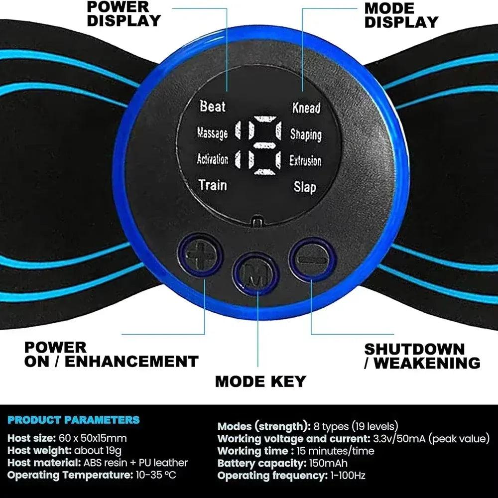 Portable EMS Muscle Massager – 8 Modes, 19 Intensity Levels - Dazzling Beauty Solution