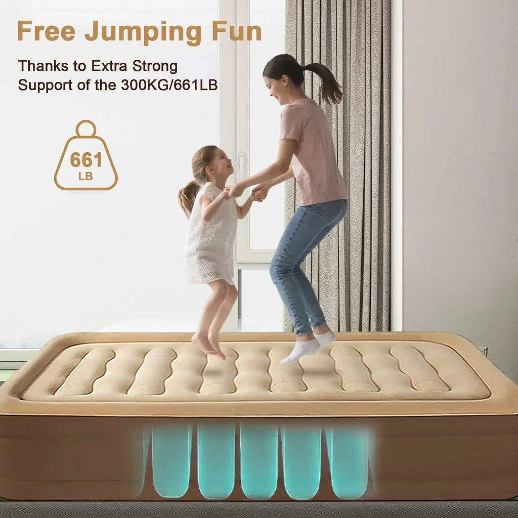 18In Queen Air Mattress with Headboard, Inflatable Mattress Airbed for Camping - Dazzling Beauty Solution