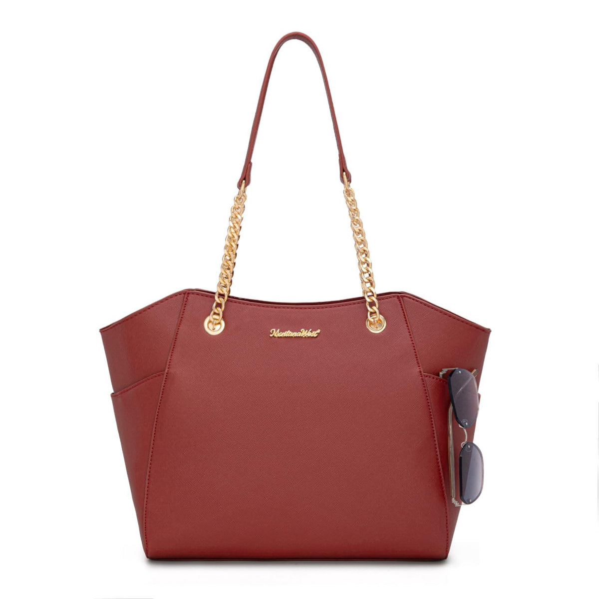 Montana West Chain Top-Handle Tote Bag Large Capacity Vegan Leather
