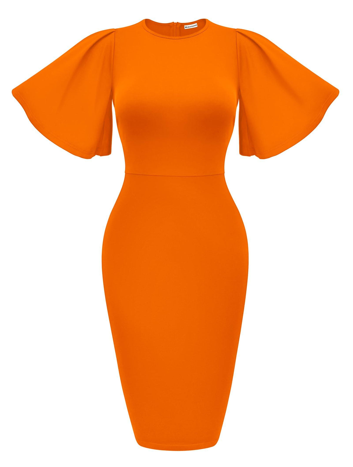 Women's Ruffle Sleeve Bodycon Midi Dress – Short Sleeve Pencil Dress