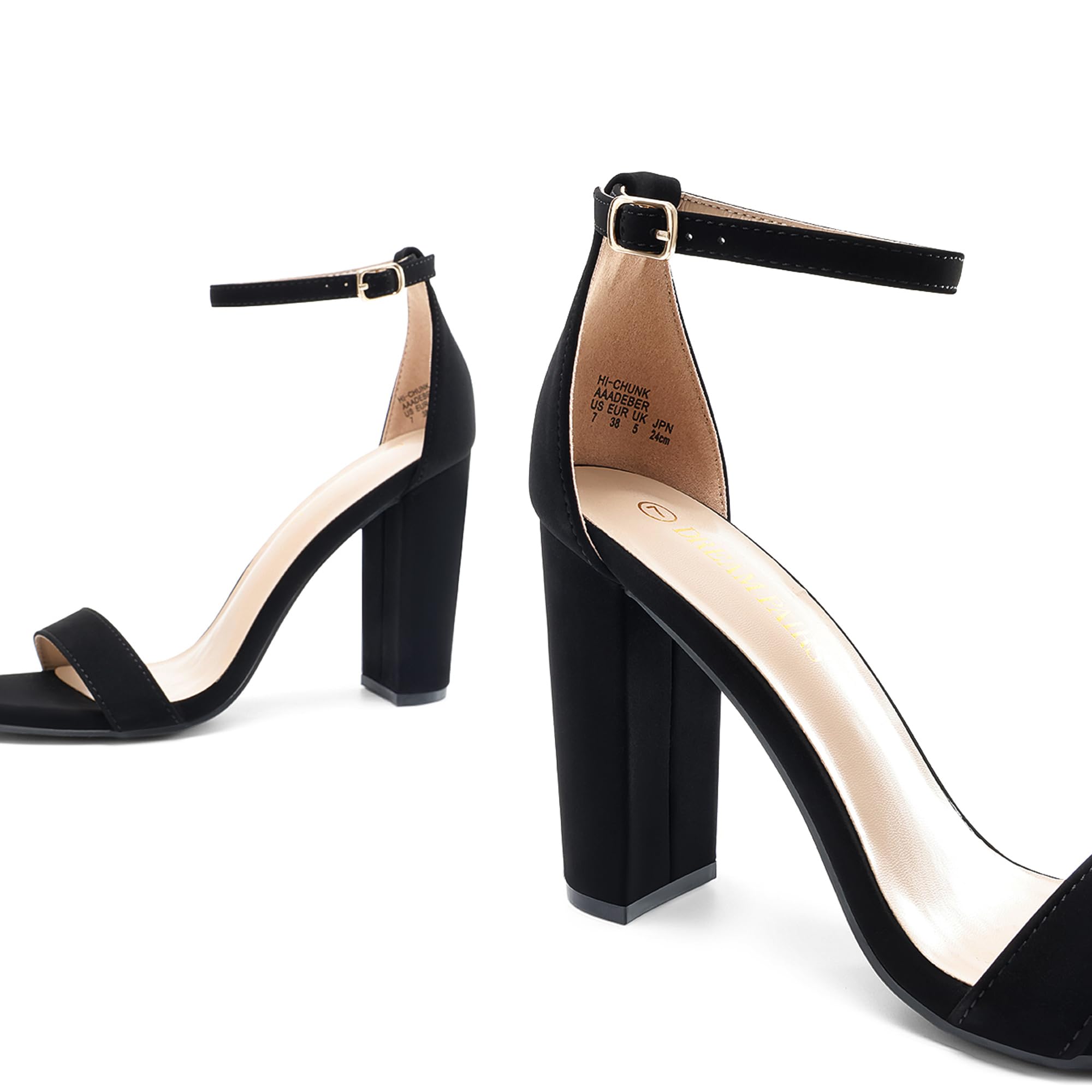 DREAM PAIRS Women's Hi-Chunk 4" Chunky Heel Sandals | Open Toe Ankle Strap | Vegan Leather