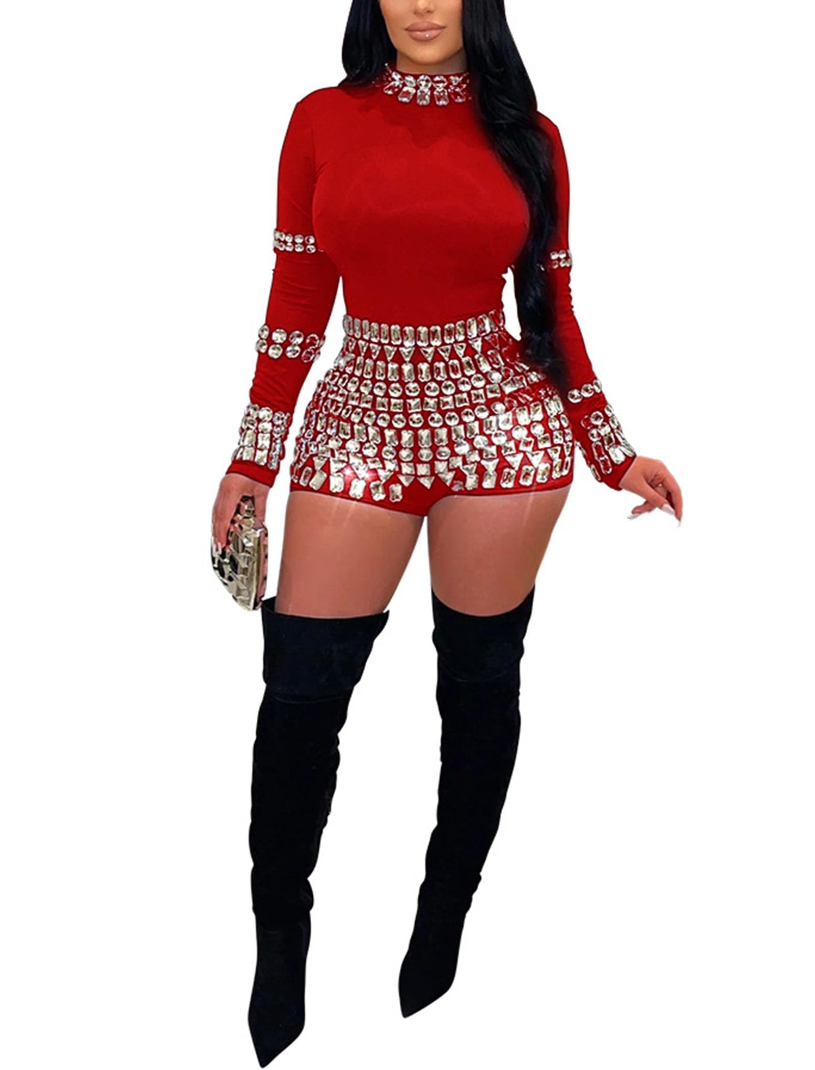 Chicyes Jumpsuits For Women One Piece Sexy Long Sleeve Birthday Outfits