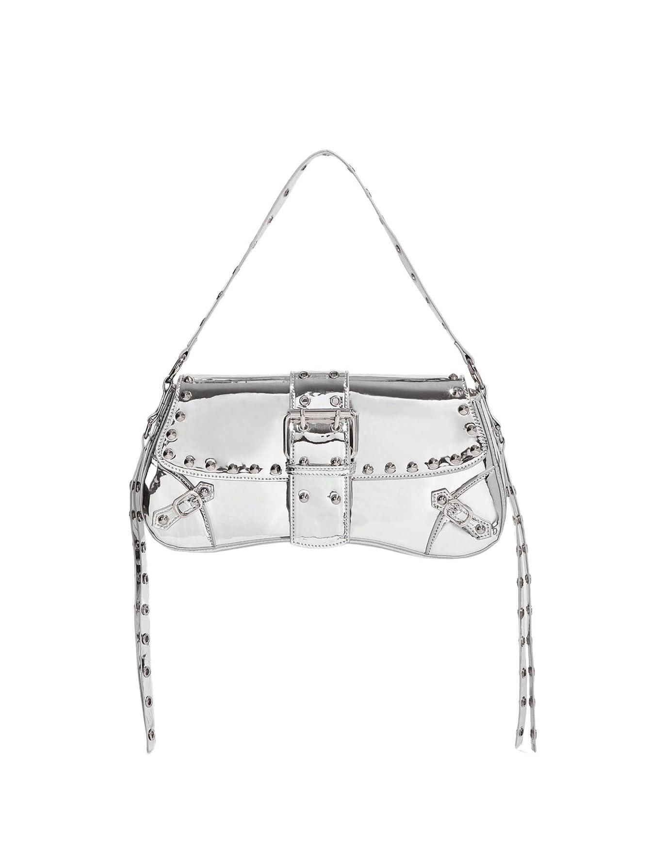 Verdusa Women's Y2K Studded Punk Shoulder Bag | Goth Faux Leather Purse | 15 Colors