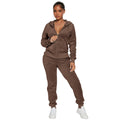 Women's 2-Piece Velour Tracksuit – Hooded Zip Crop Top & Jogger Pants