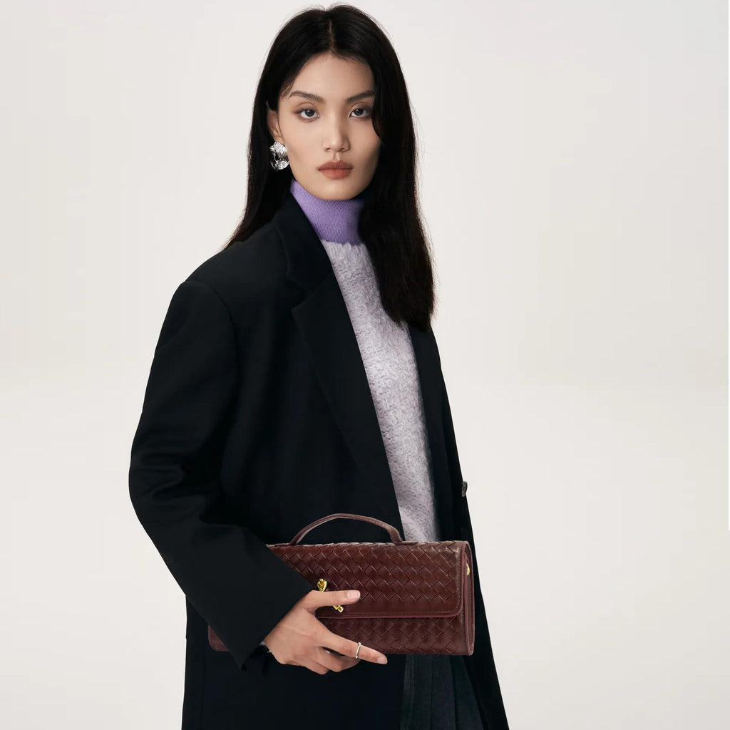 Jumping Deer Woven Clutch Purse | PU Leather Evening Bag | Clutch, Shoulder & Crossbody