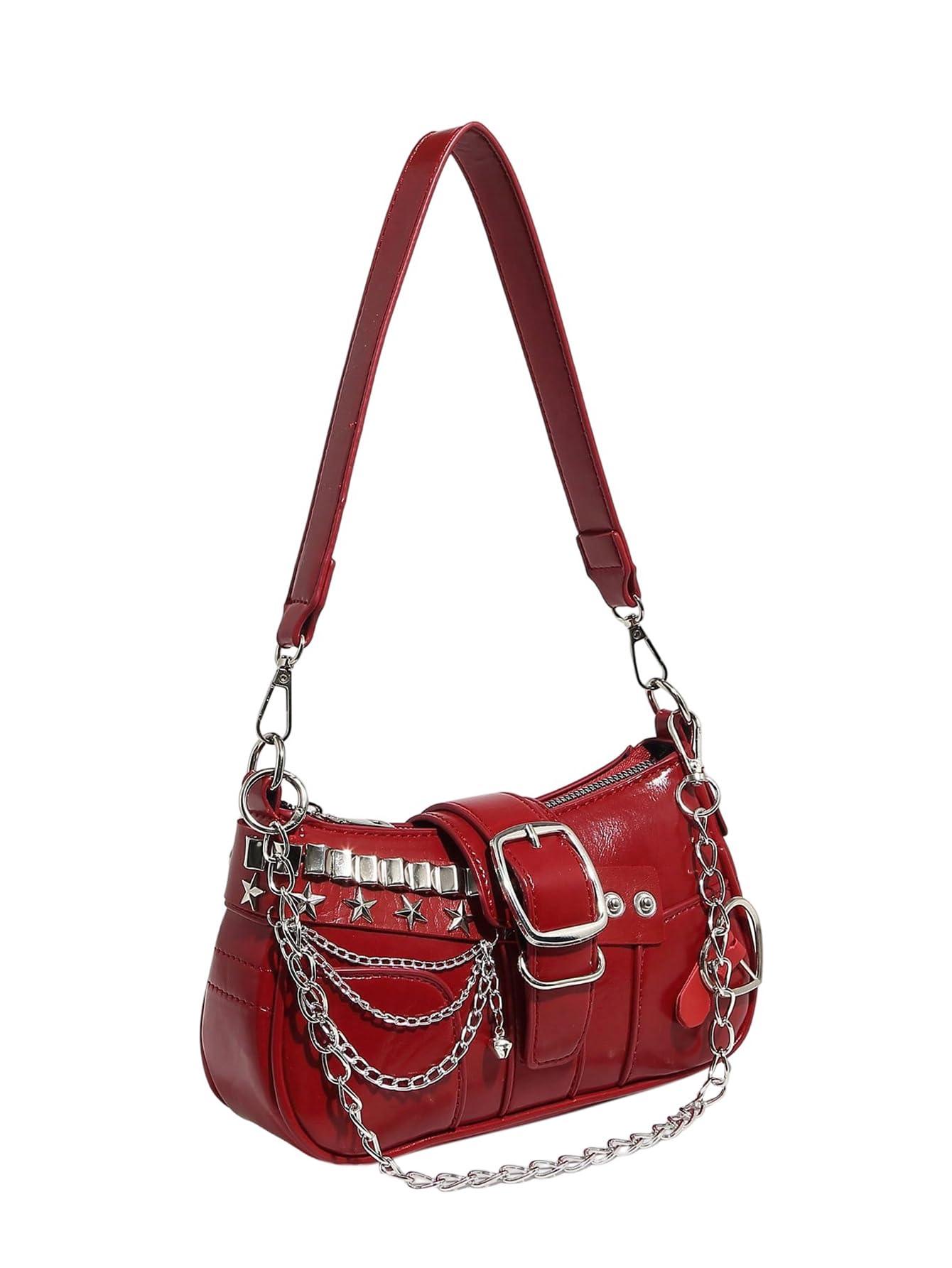 Verdusa Women's Y2K Star Mini Chain Hobo Bag | PU Leather Shoulder Purse | 21 Colors