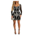 Sheer Rhinestone Crystal Mesh Bodycon Dress