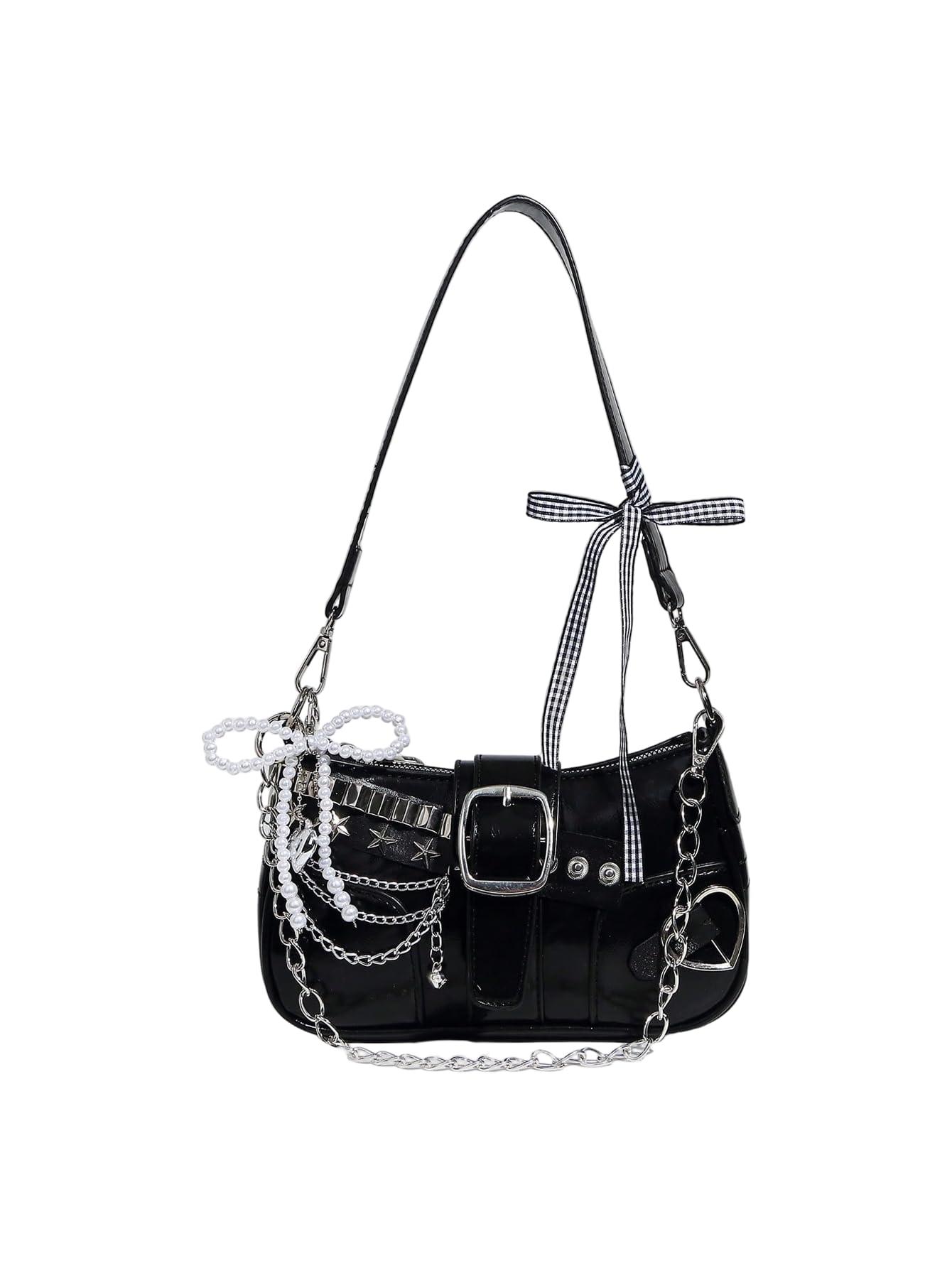 Verdusa Women's Y2K Star Mini Chain Hobo Bag | PU Leather Shoulder Purse | 21 Colors