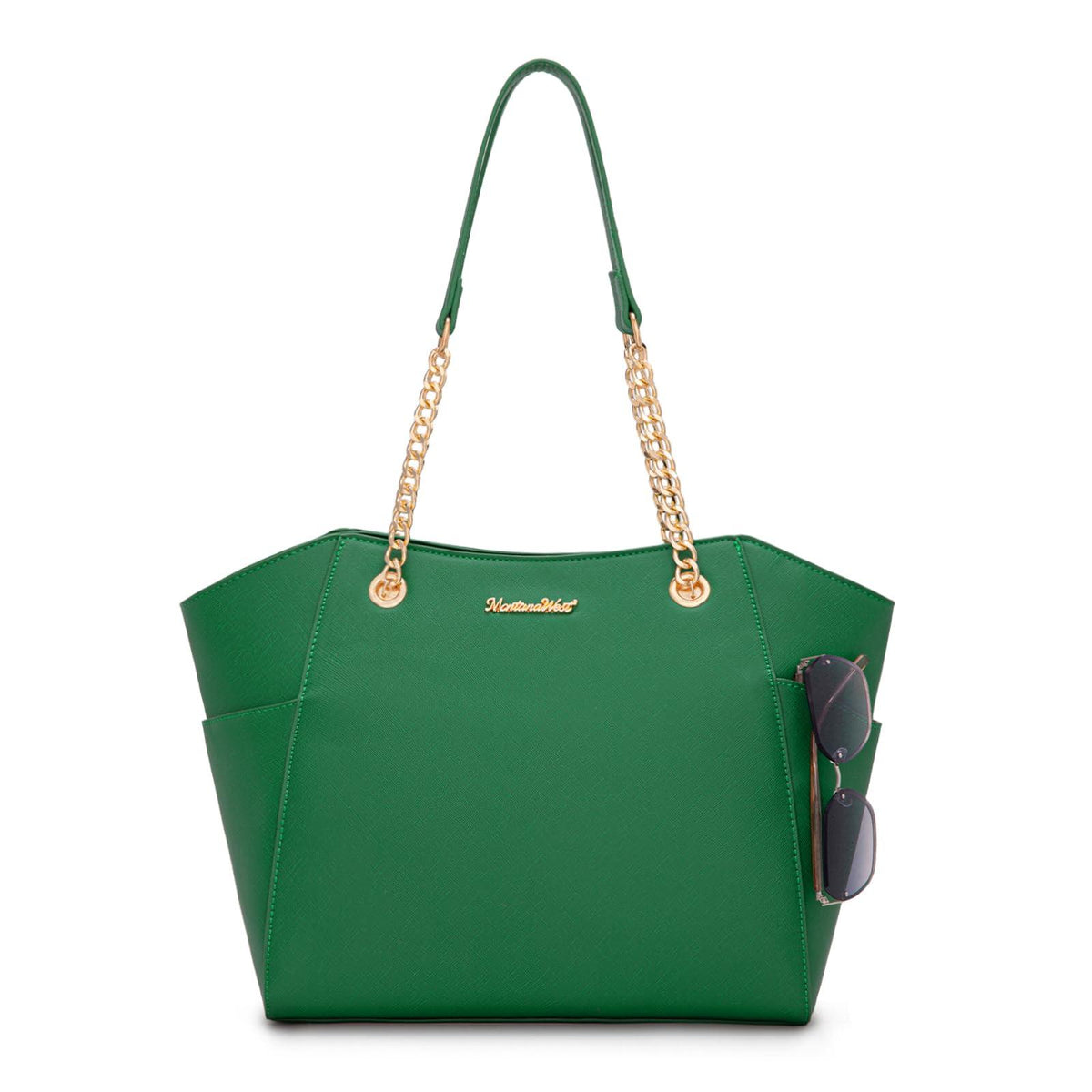 Montana West Chain Top-Handle Tote Bag Large Capacity Vegan Leather