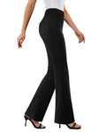 Women's Stretchy Flare Work Pants – High-Waist Pull-On Dress Slacks with 4 Pockets