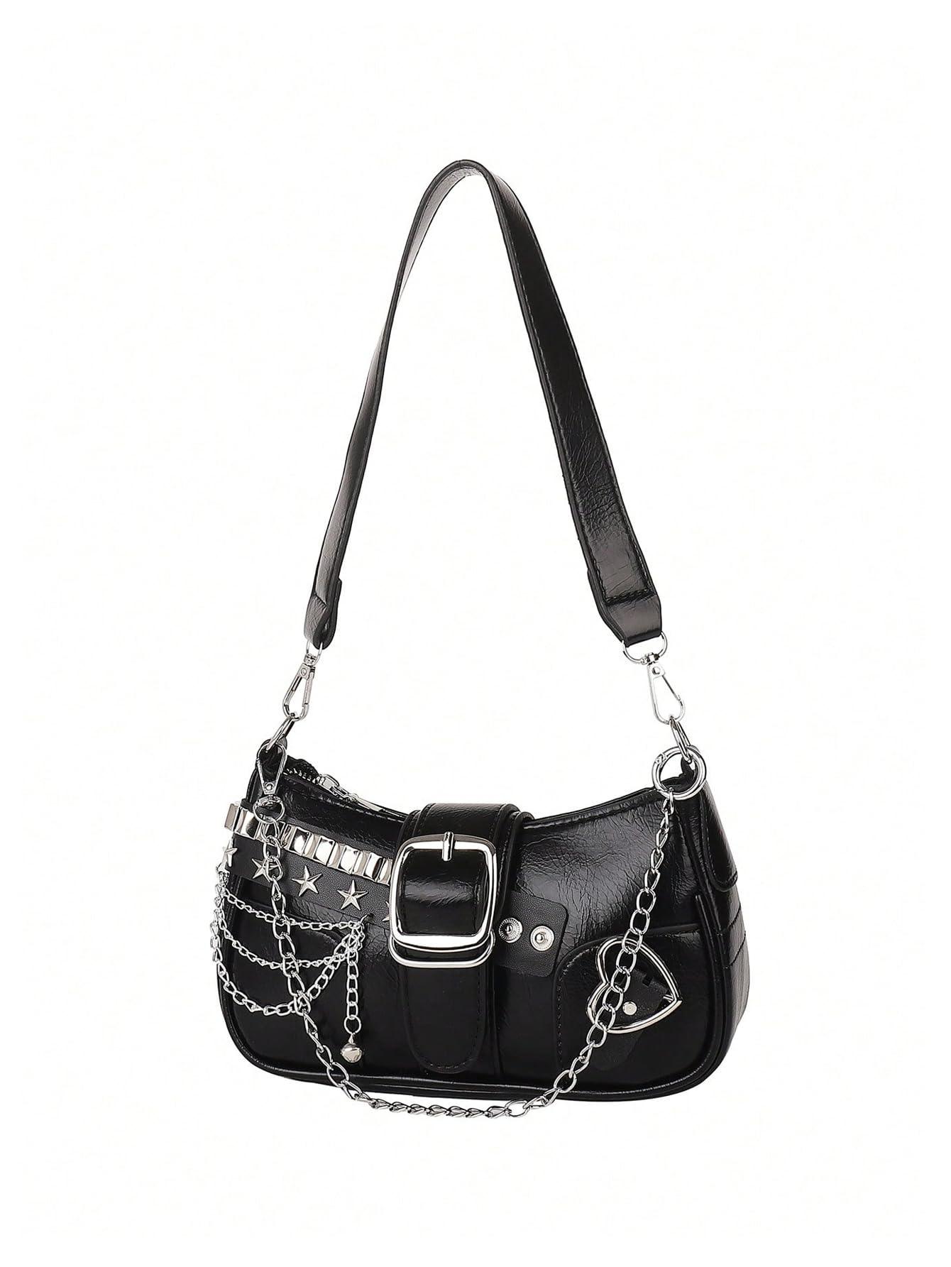 Verdusa Women's Y2K Star Mini Chain Hobo Bag | PU Leather Shoulder Purse | 21 Colors