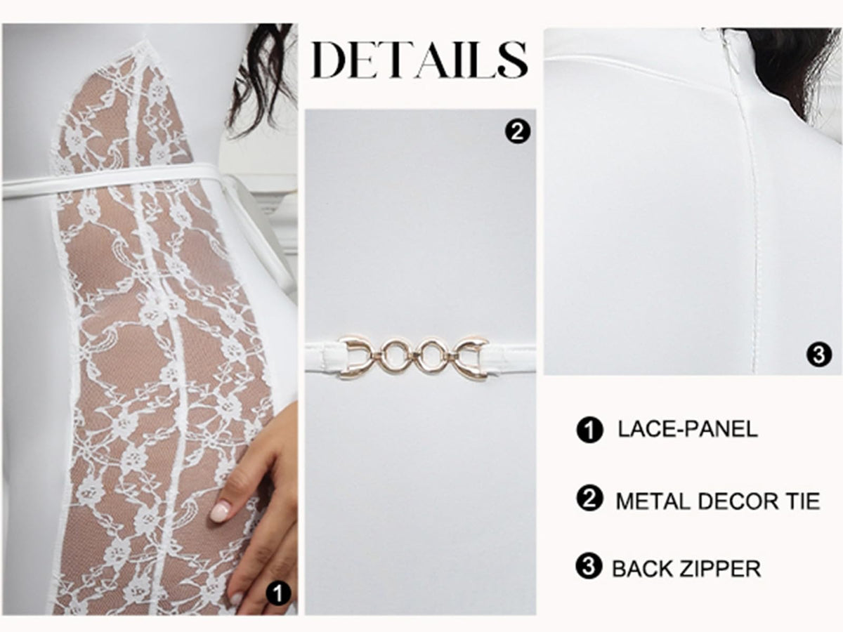 Lace Panel Bodycon Jumpsuit for Women