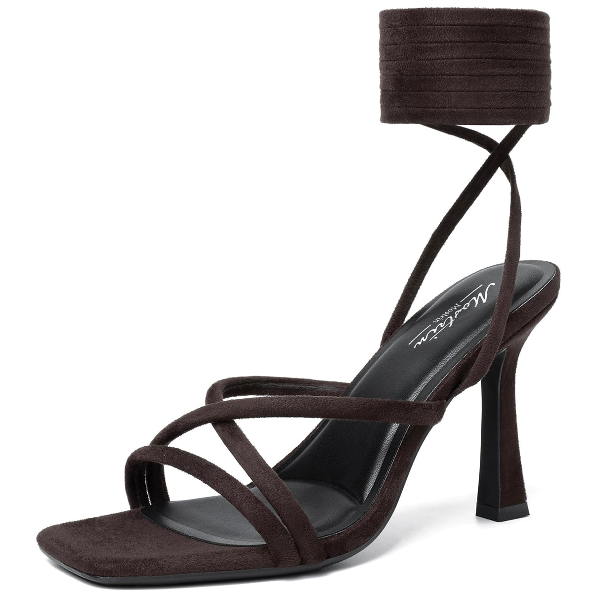 Mostrin Women's Strappy Lace-Up Stiletto Heels – Square Open Toe High Heel Sandals
