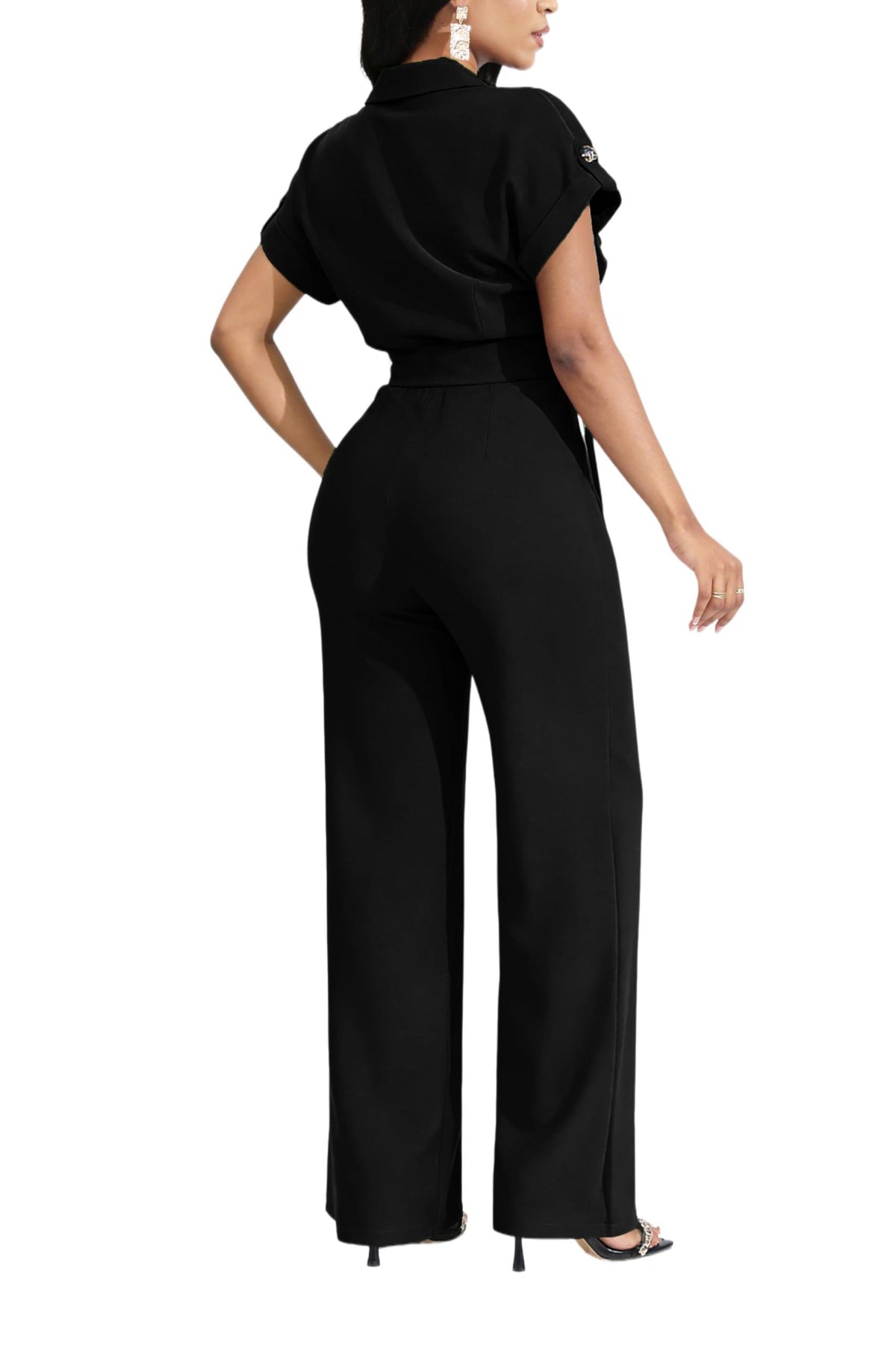 Sexy V Neck Jumpsuit for Women – Elegant Wide Leg Long Pants