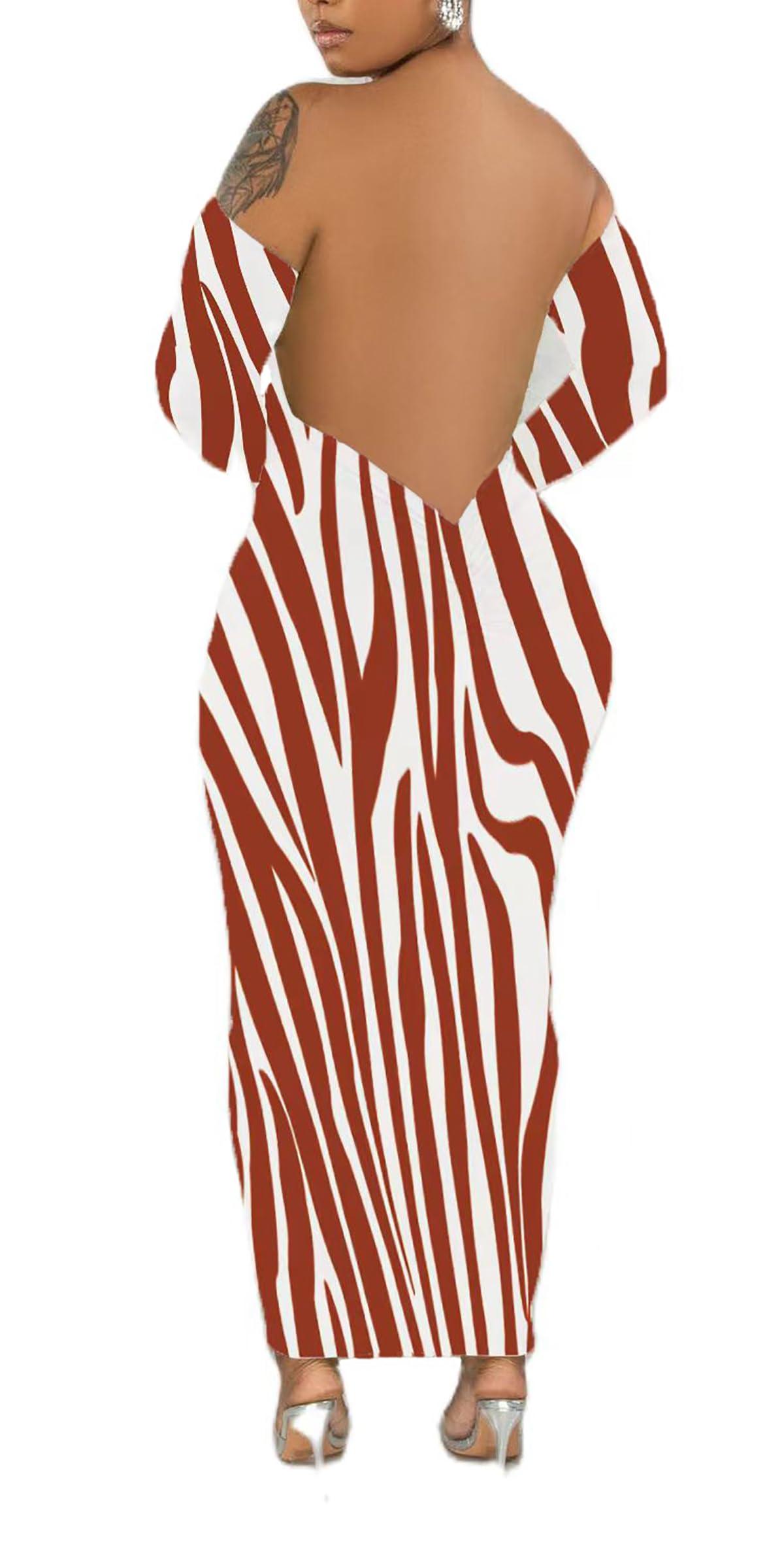 Women's Off Shoulder Long Sleeve Bodycon Maxi Dress - Sexy Backless Party Dress