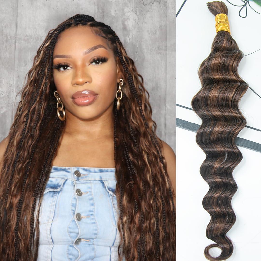 YWIGS 100% Human Braiding Hair 100g – Boho Knotless Braids, Deep Wave, Water Wave & More