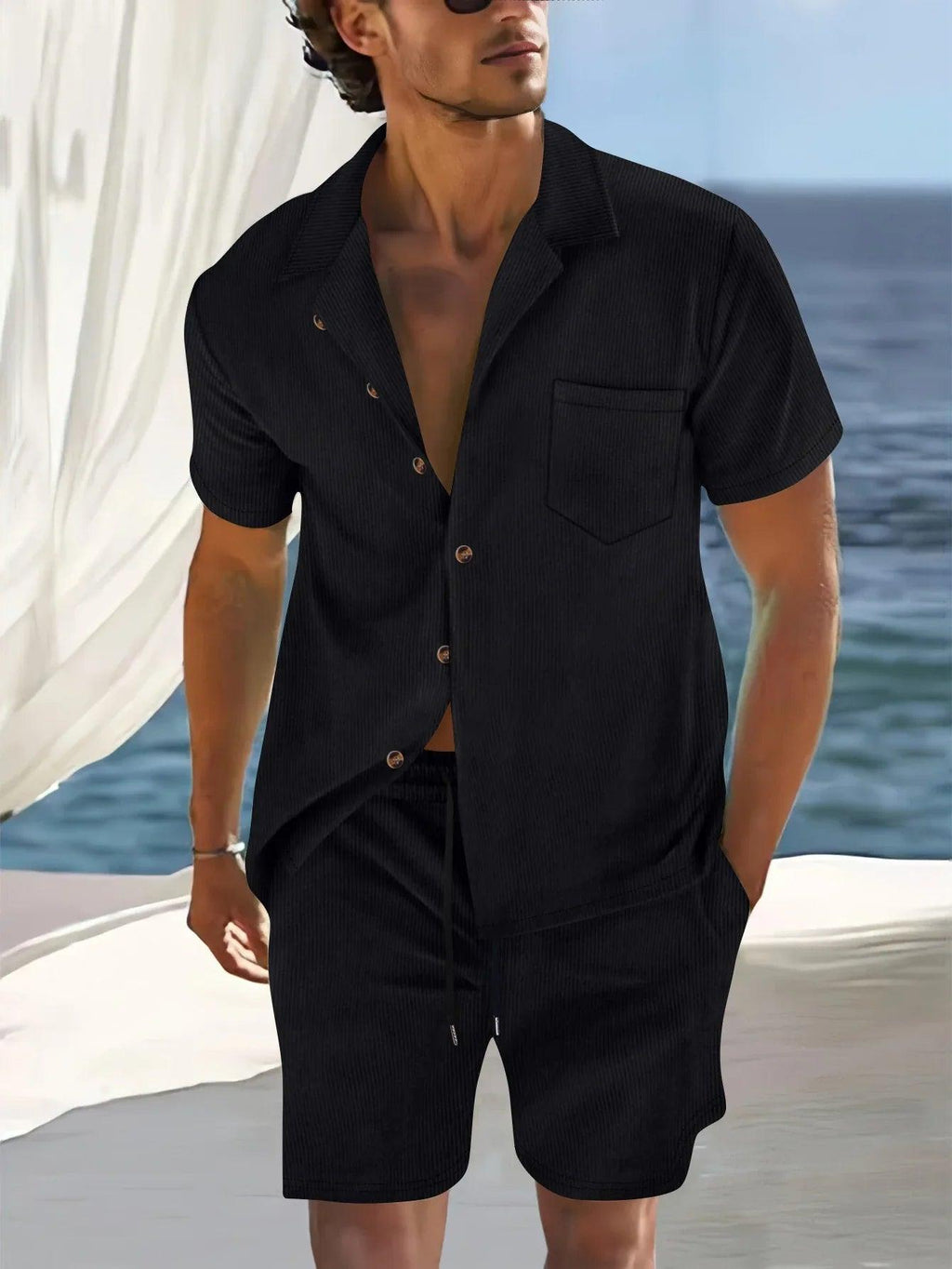 Men's summer thin suit casual sportswear summer shorts shirt - Dazzling Beauty Solution
